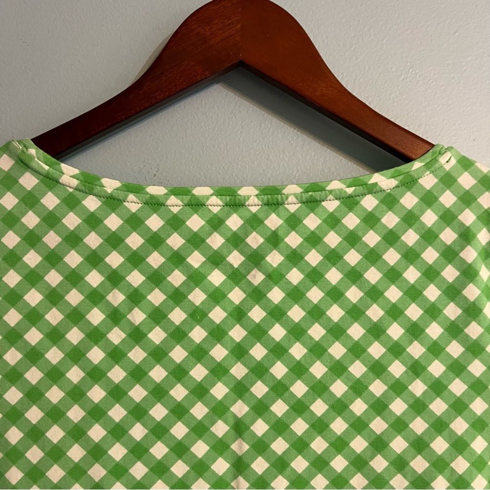 NWT Talbots Pima Cotton Bateau Neck Tee Green Gingham Sz Petite //Quarter Sleeve - Picture 10 of 12
